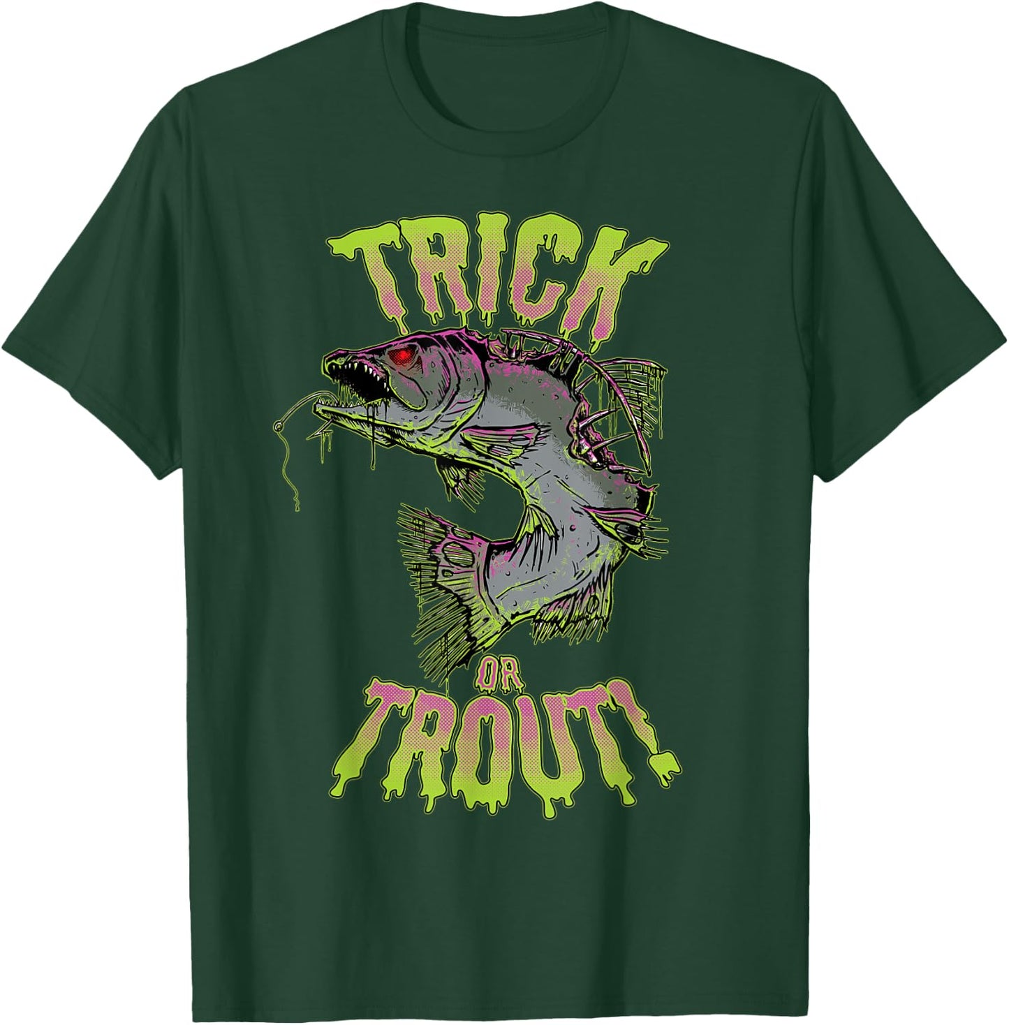 Funny Halloween Trout Fishing & Angling Trick or Trout T-Shirt - T-Shirt | Forest