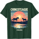 Retro Sunset Horse Silhouettes Chincoteague Virginia T-Shirt - T-Shirt | Forest