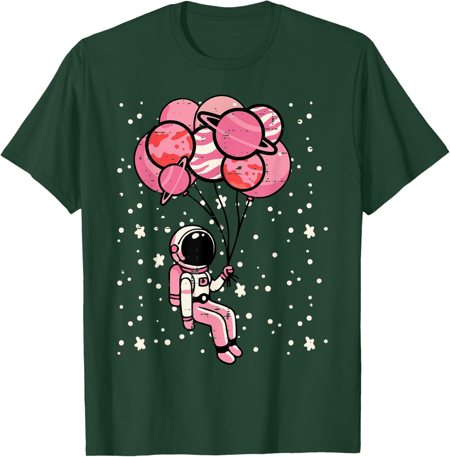 Astronaut Balloon Planets Space Galaxy Girls Kids Toddler T-Shirt - T-Shirt | Forest