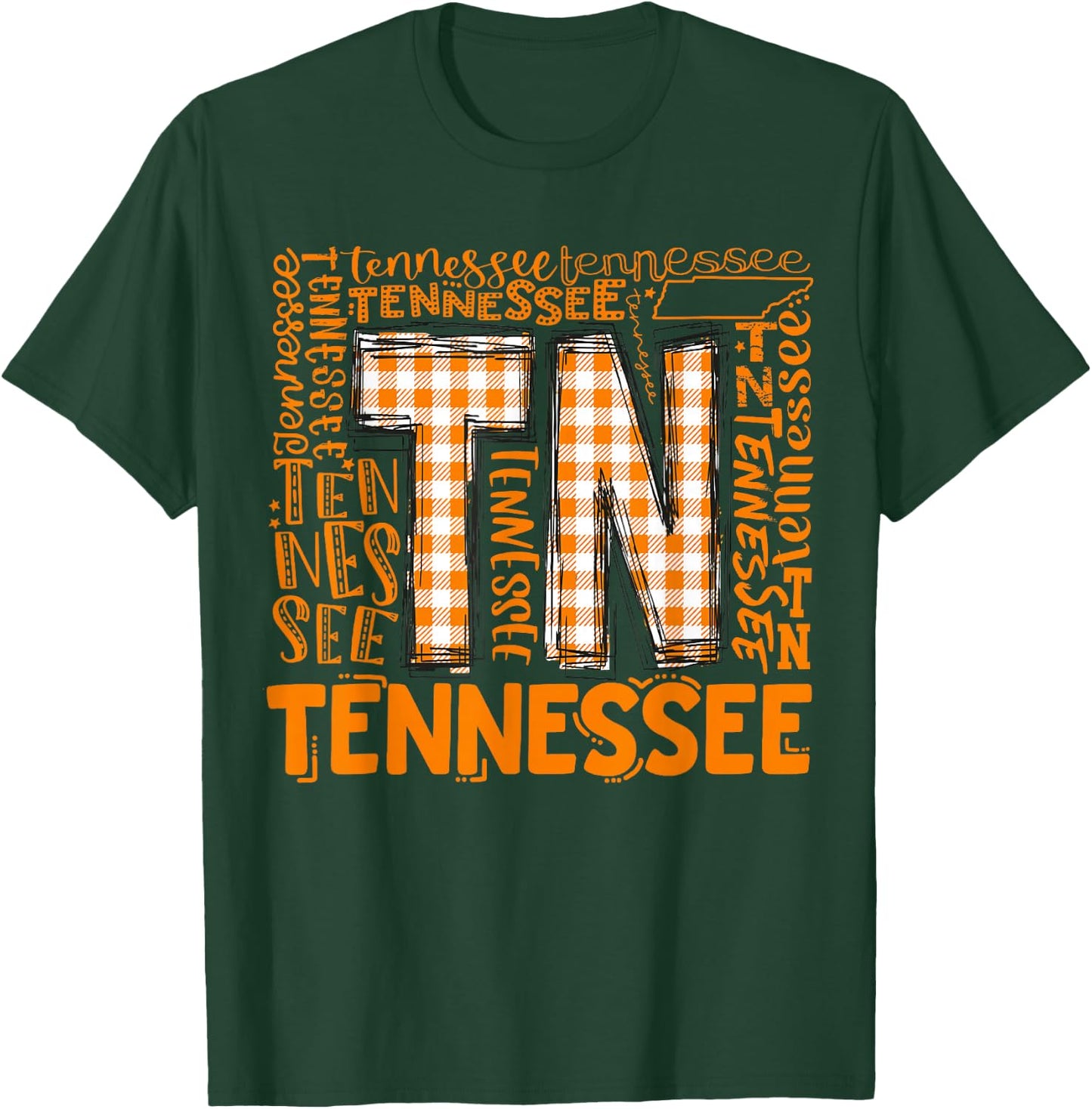 Tennessee State Flag Orange Plaid TN T-Shirt - T-Shirt | Forest