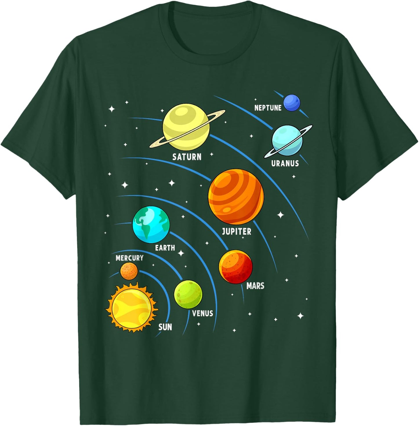Kids Colorful Planets Solar Systems Boys Space Science T-Shirt - T-Shirt | Forest
