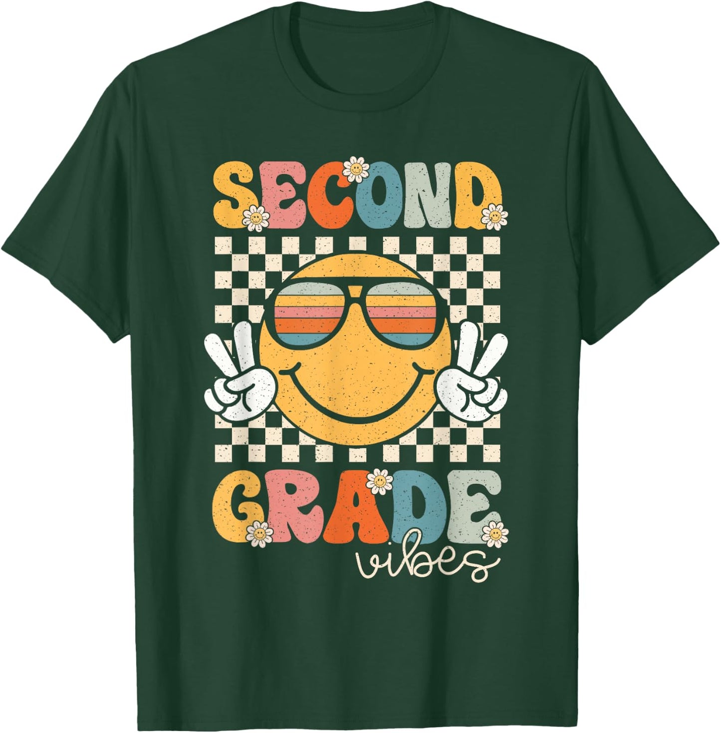 Second Grade Vibes Smile First Day of School 2nd Grade Team T-Shirt - T-Shirt | Forest