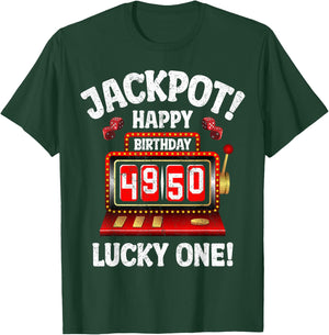 Jackpot Happy 50th Birthday Bday Celebrant Slot Machine T-Shirt - T-Shirt | Forest