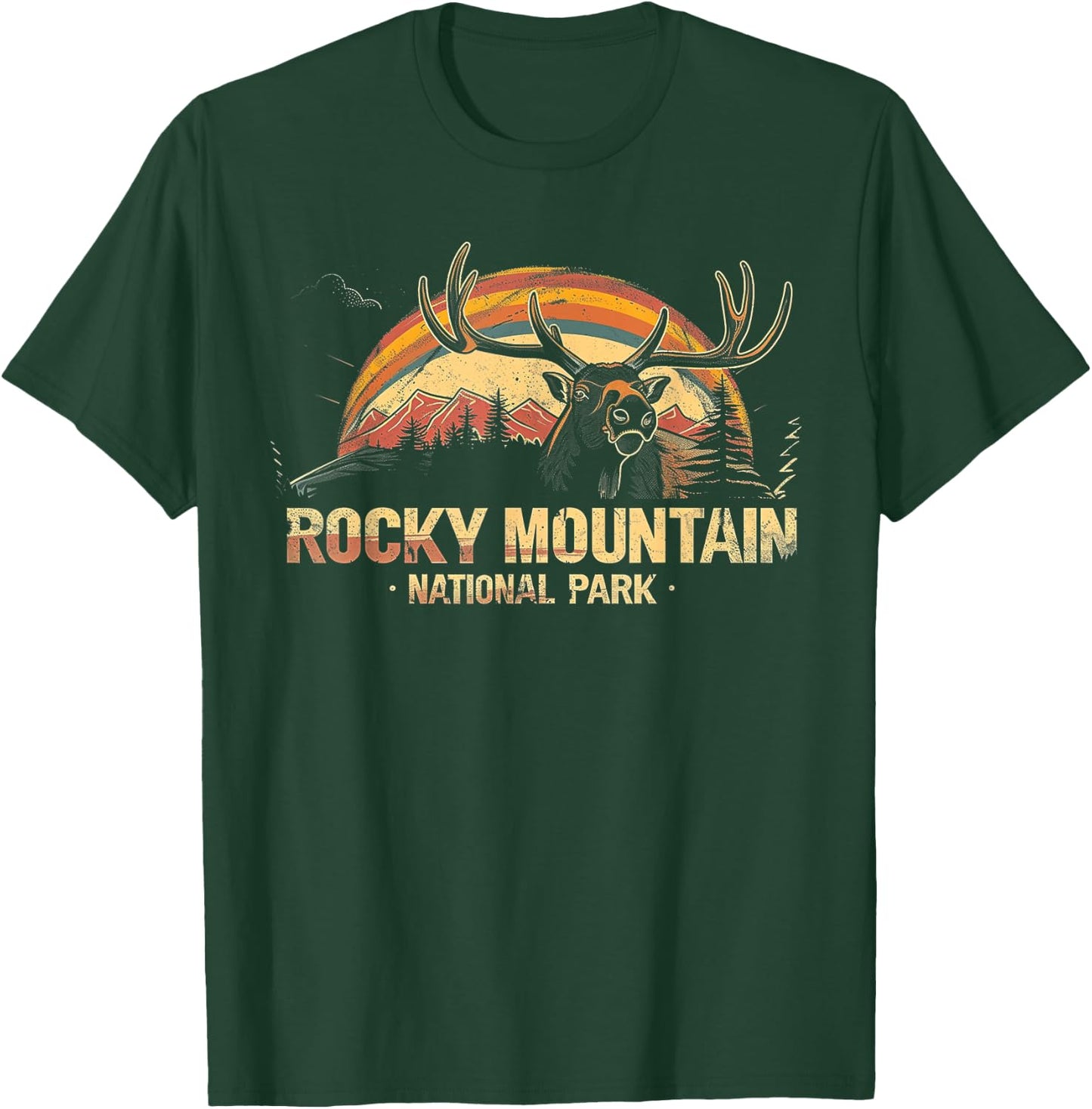 Rocky Mountain US National Park Vintage Men Women Kids Retro T-Shirt - T-Shirt | Forest
