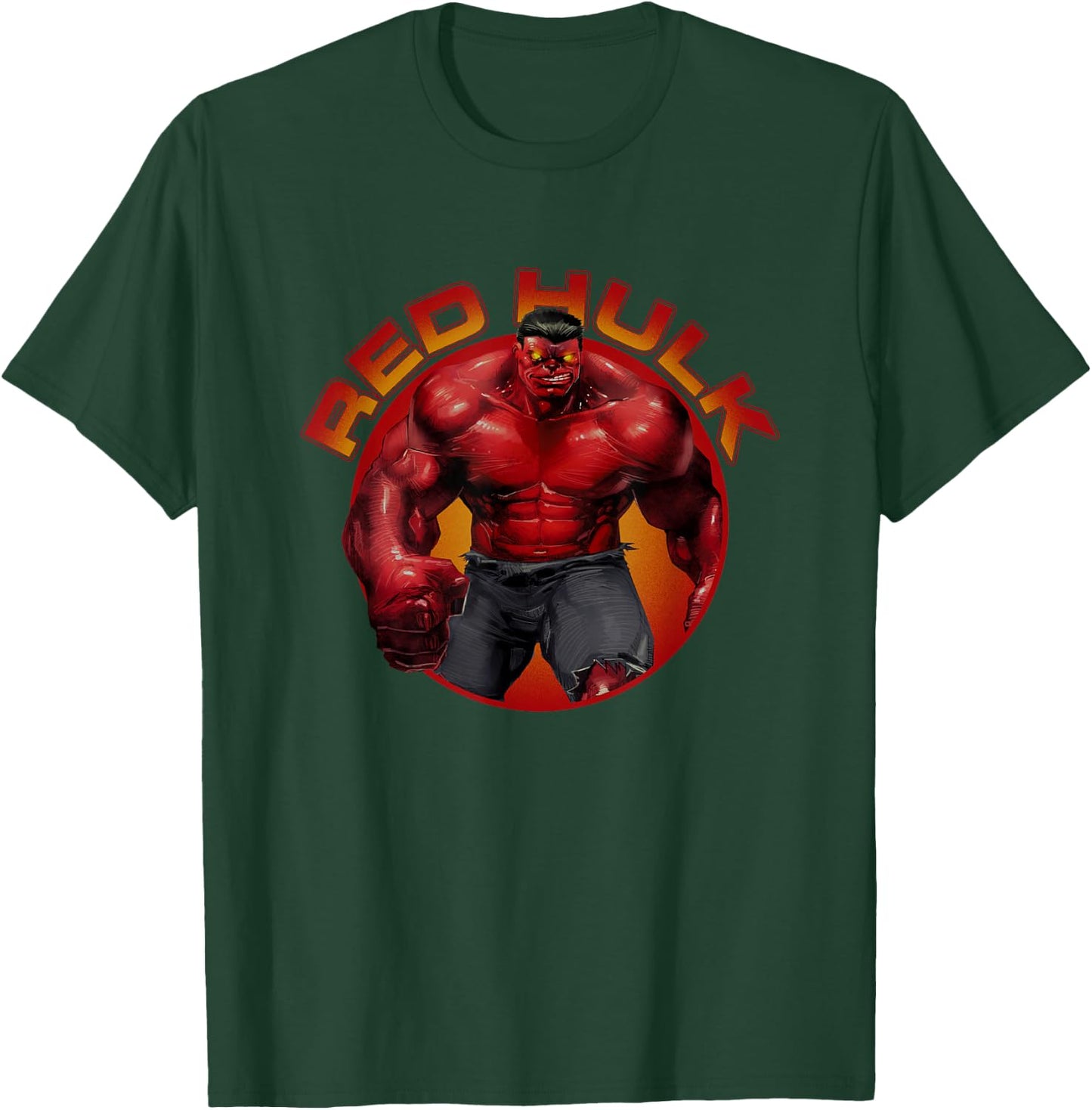 Marvel Universe Classic Red Hulk Circle Logo Vintage T-Shirt - T-Shirt | Forest