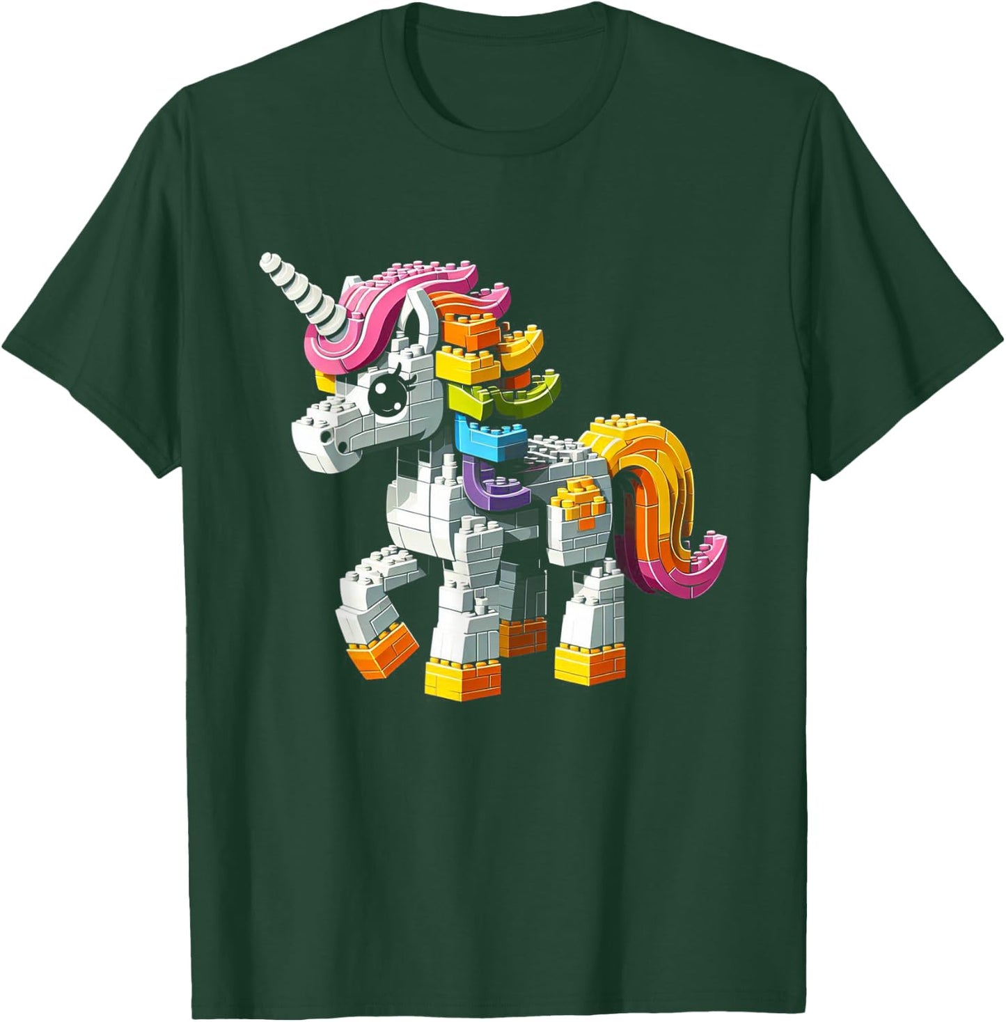 Block Building Unicorn Lover Master Builder Bricks T-Shirt - T-Shirt | Forest