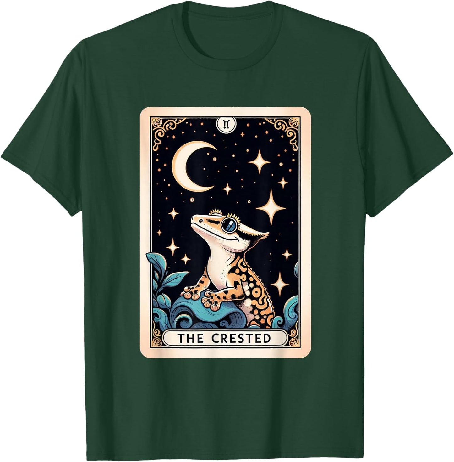 Crested Gecko Tarot Card Moon Men Women Kids Reptile Lover T-Shirt - T-Shirt | Forest