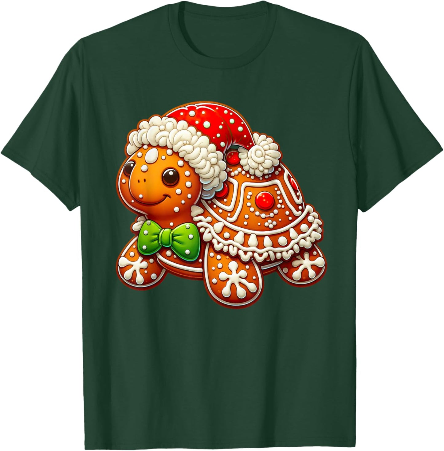 Cute Turtle Lovers Christmas Outfits Boy Girl Funny Gingerbread Man Turtle Christmas Kids T-Shirt - T-Shirt | Forest