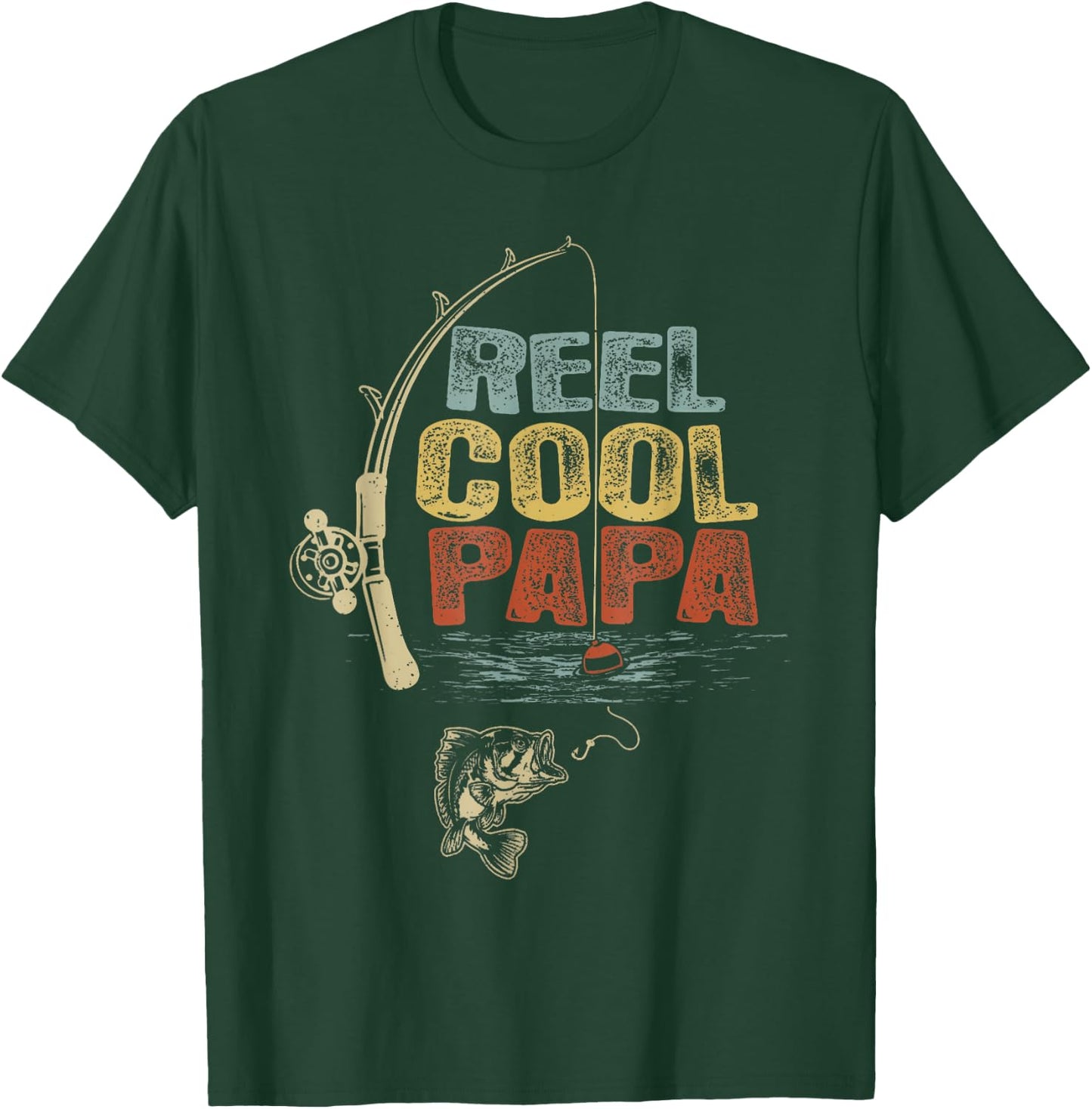 Funny Fisherman Vintage Reel Cool Papa Father Day T-Shirt - T-Shirt | Forest