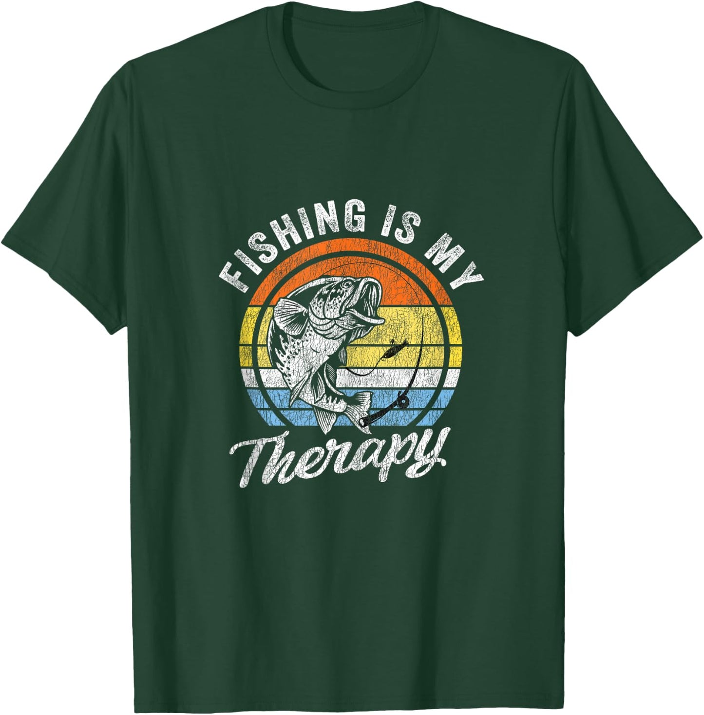Fishing is My Therapy Men's Funny Bass Fishing T-Shirt - T-Shirt | Forest