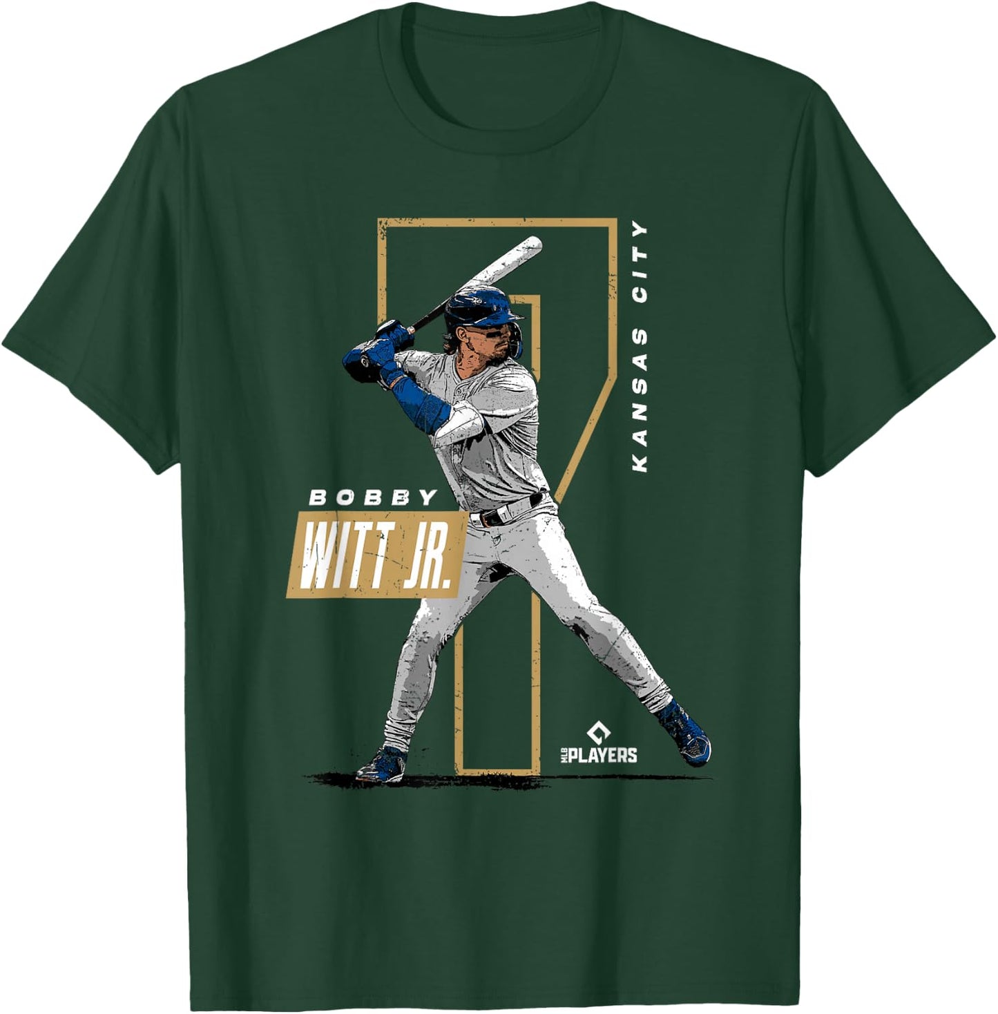 Bobby Witt Jr. | Kansas City Baseball Players | MLBWIT3002 T-Shirt - T-Shirt | Forest