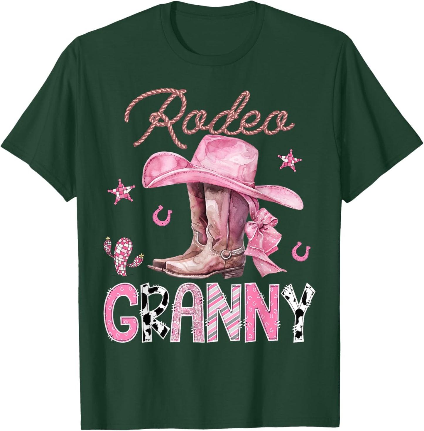 Rodeo Granny Pink Boots Coquette CowGirl Birthday Party T-Shirt - T-Shirt | Forest