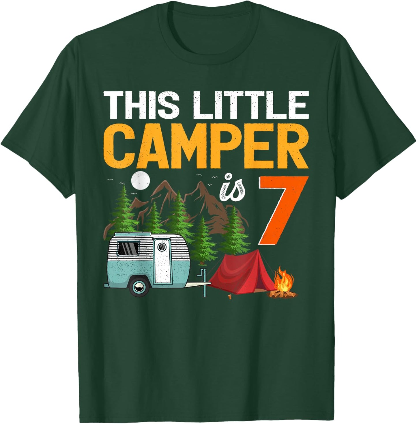 This Little Camper Is 7 Years Old Camping 7th Birthday T-Shirt - T-Shirt | Forest