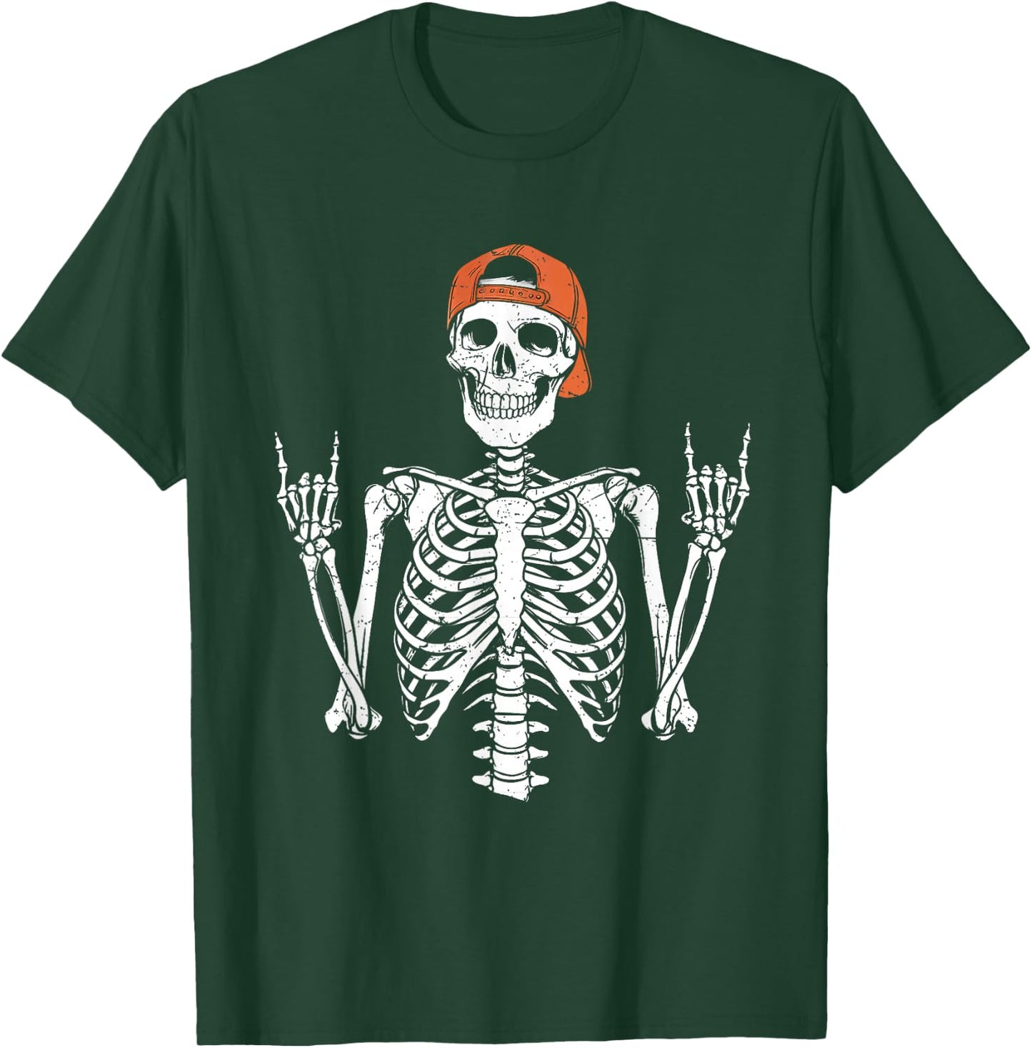 Rocker Skeleton Cap Skater Halloween Rock Boys Kids T-Shirt - T-Shirt | Forest