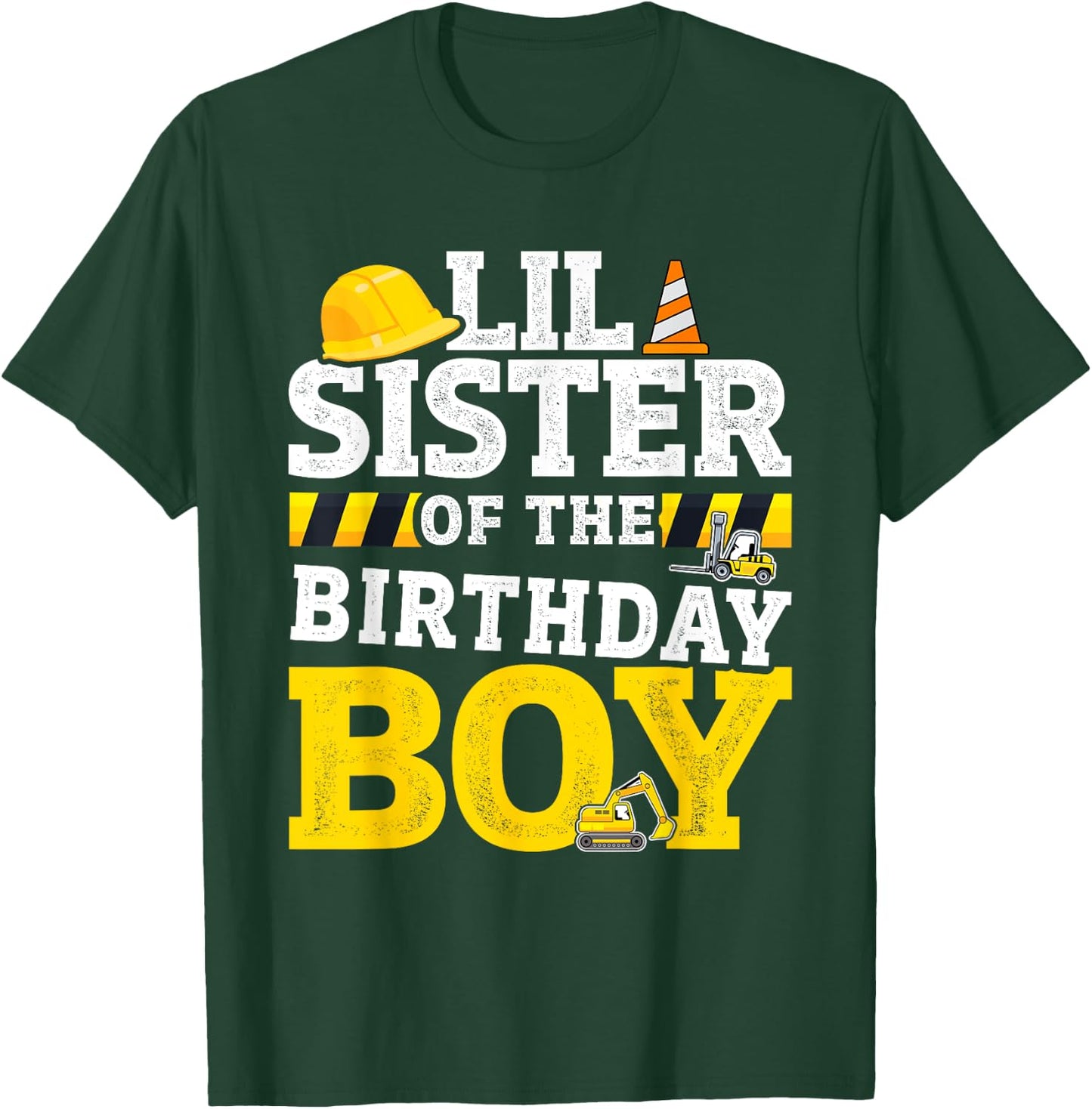 Lil sister birthday boy matching family construction party T-Shirt - T-Shirt | Forest