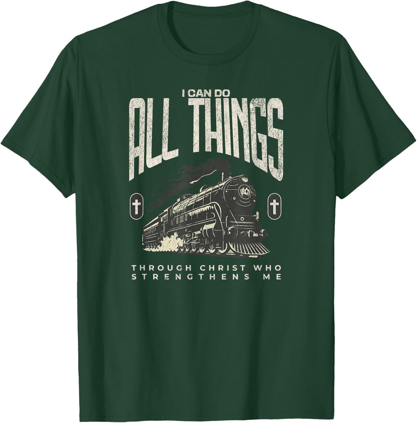 Steam Train Engine Locomotive Christian Jesus Faith Based T-Shirt - T-Shirt | Forest