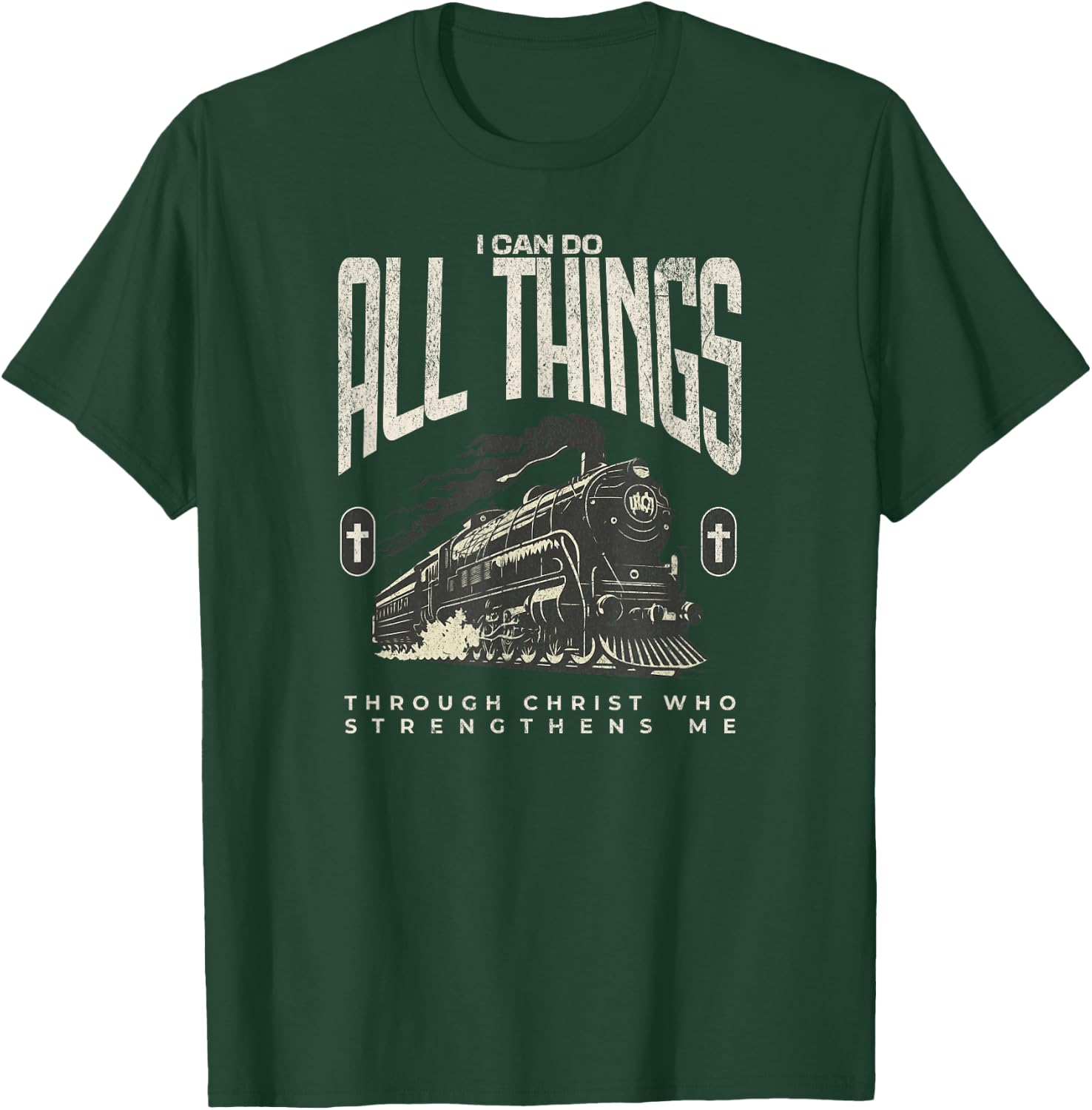 Steam Train Engine Locomotive Christian Jesus Faith Based T-Shirt - T-Shirt | Forest