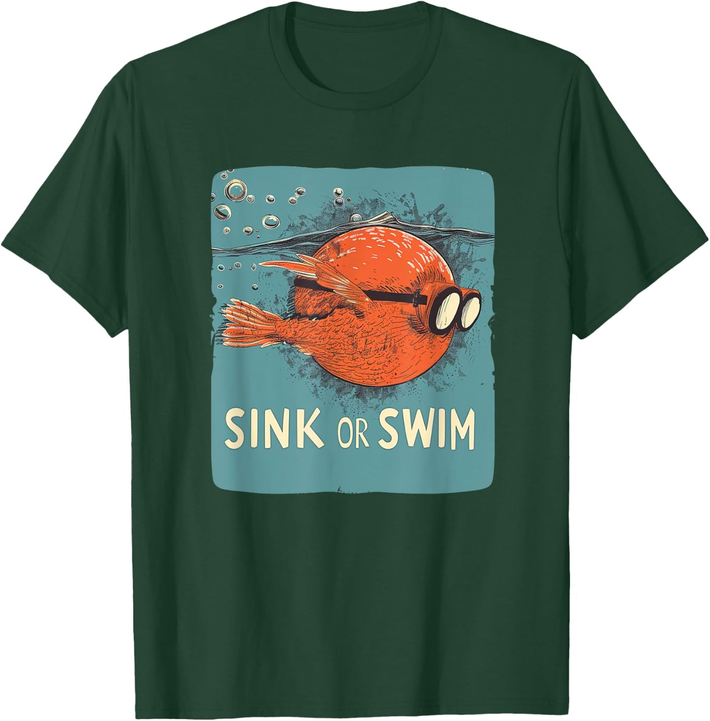 Sink or swim fish with glasses Costume for funny Idiom Fans T-Shirt - T-Shirt | Forest