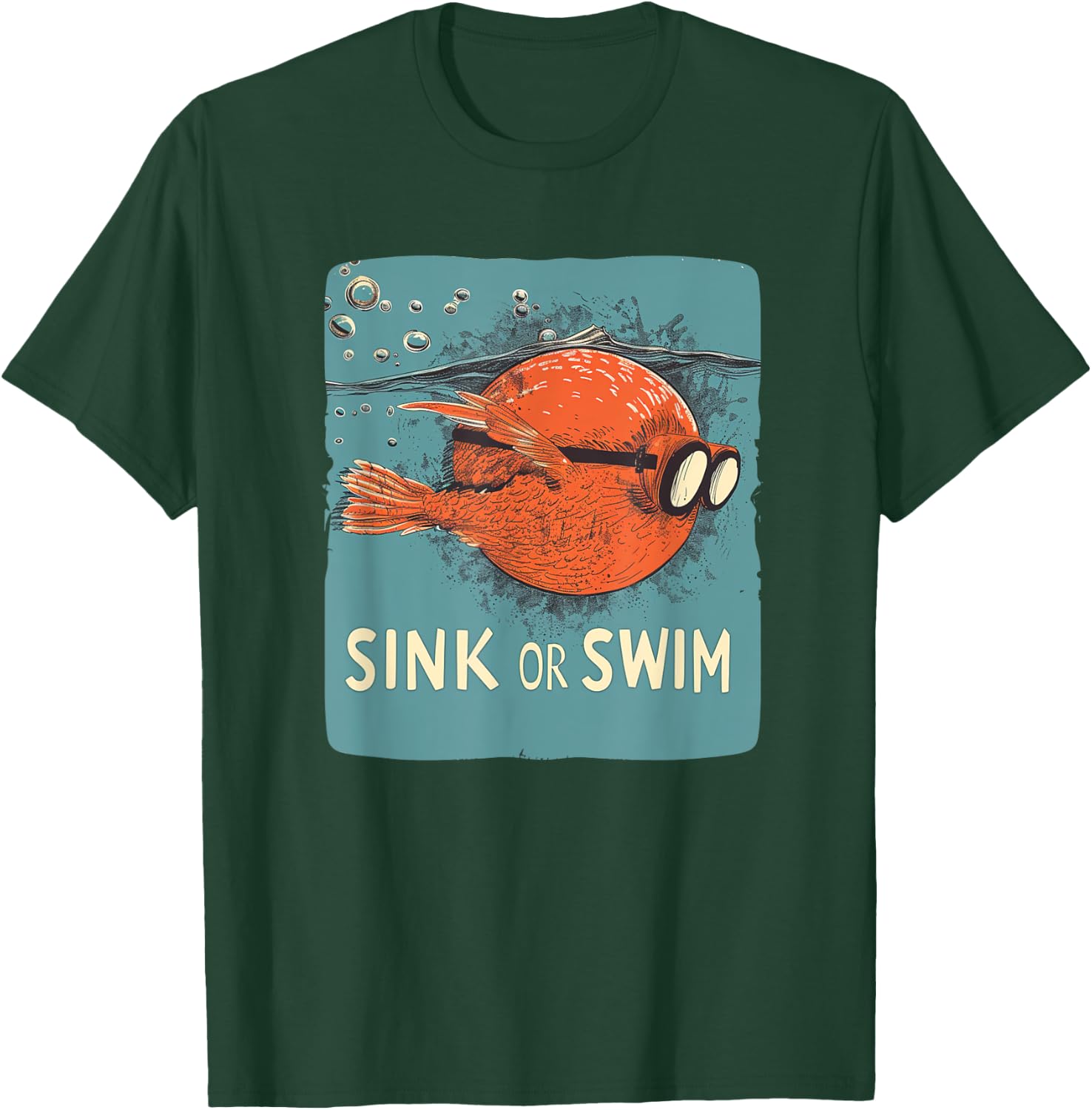 Sink or swim fish with glasses Costume for funny Idiom Fans T-Shirt - T-Shirt | Forest