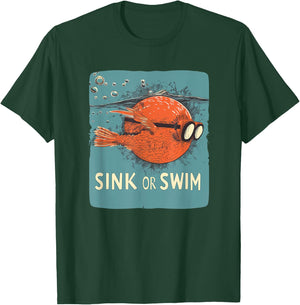 Sink or swim fish with glasses Costume for funny Idiom Fans T-Shirt - T-Shirt | Forest