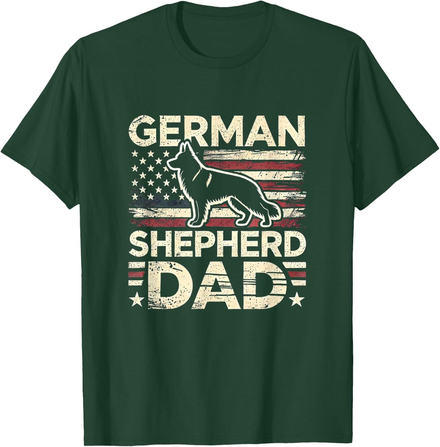 German Shepherd Dad Shirt American Flag German Shepherds T-Shirt - T-Shirt | Forest