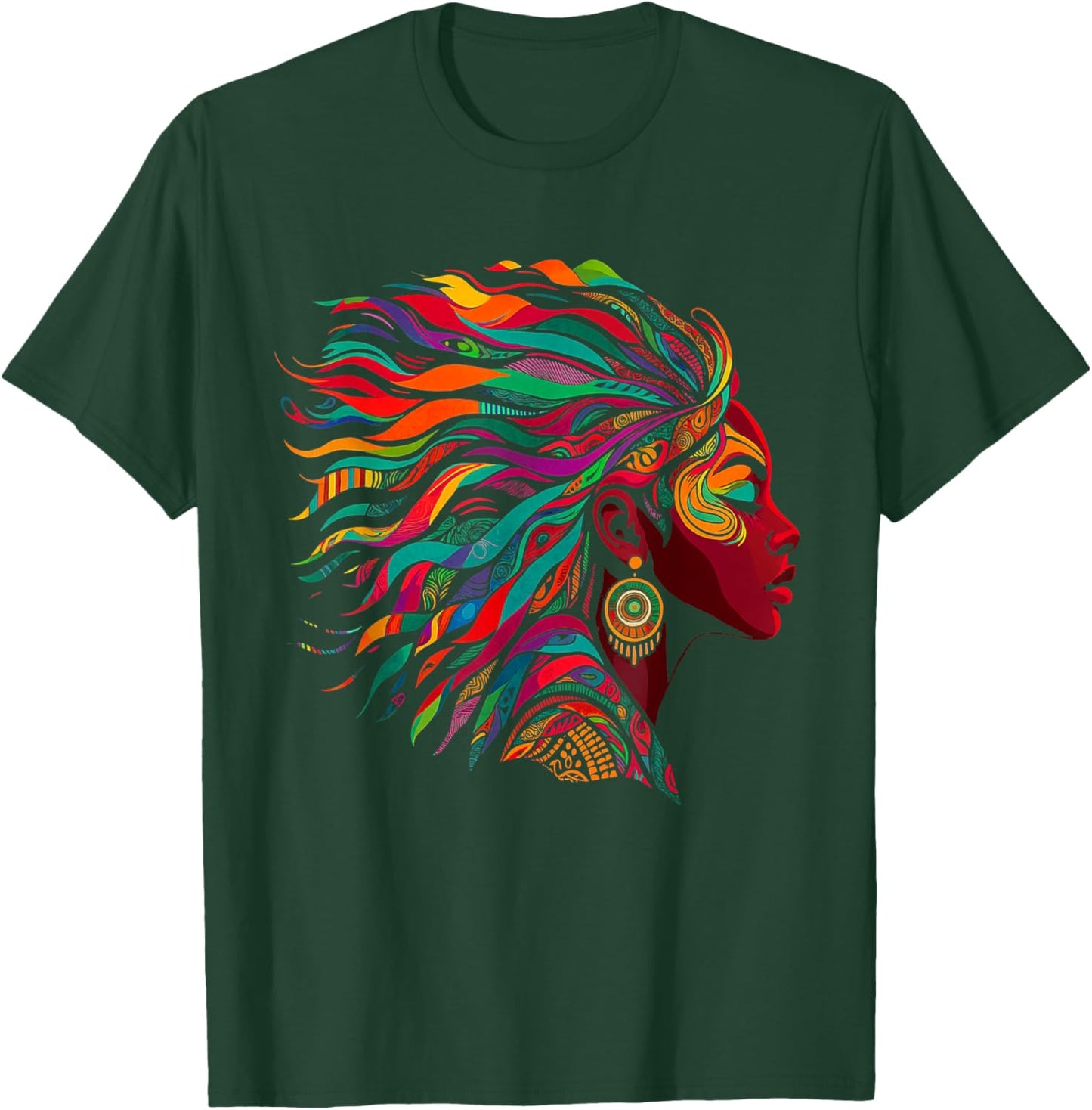 Rainbow Dashiki African Tribal Women Hair African American T-Shirt - T-Shirt | Forest