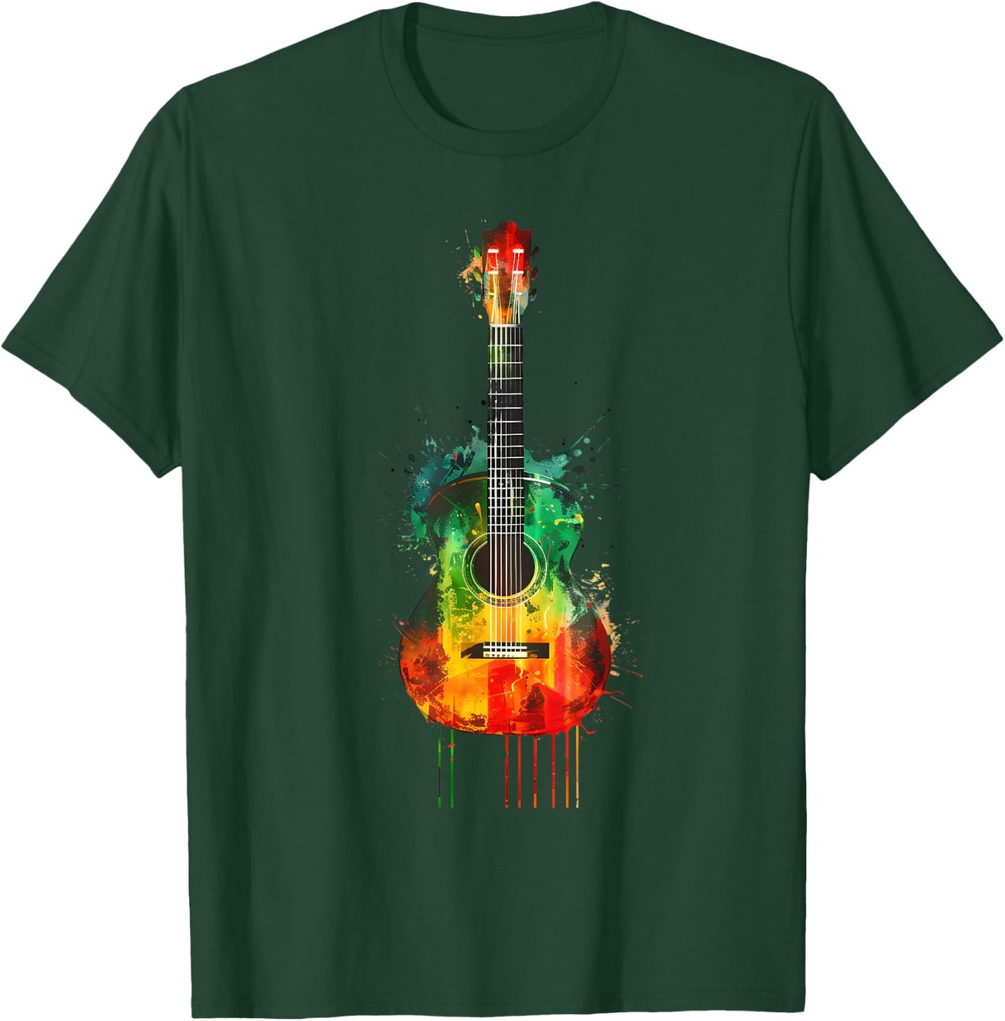 Rasta Guitar Jamaica Roots Rastafarian Reggae Music T-Shirt - T-Shirt | Forest