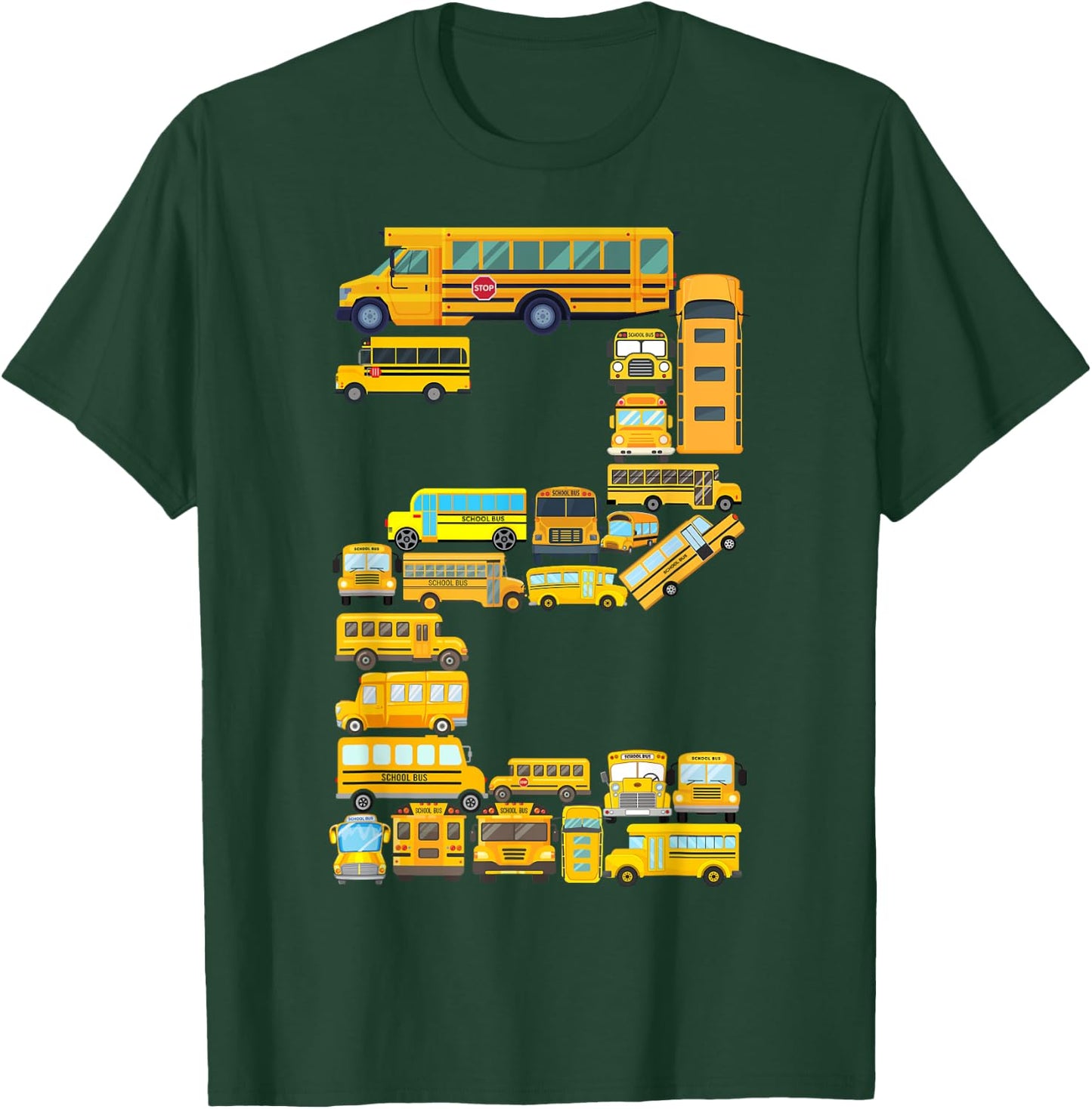 Toddler 2nd Birthday School Bus Themed 2 Year Old Boys Kids T-Shirt - T-Shirt | Forest