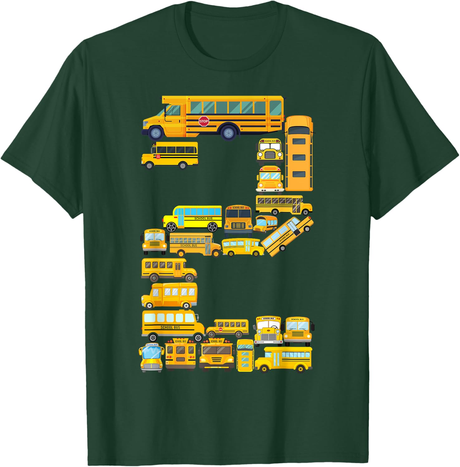 Toddler 2nd Birthday School Bus Themed 2 Year Old Boys Kids T-Shirt - T-Shirt | Forest