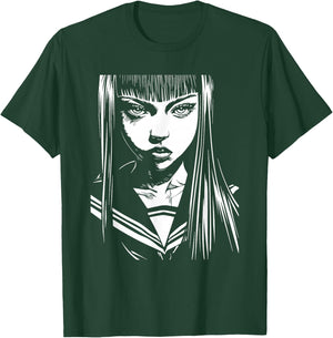 Anime Horror Girl Aesthetic Soft Grunge Waifu Japanese T-Shirt - T-Shirt | Forest