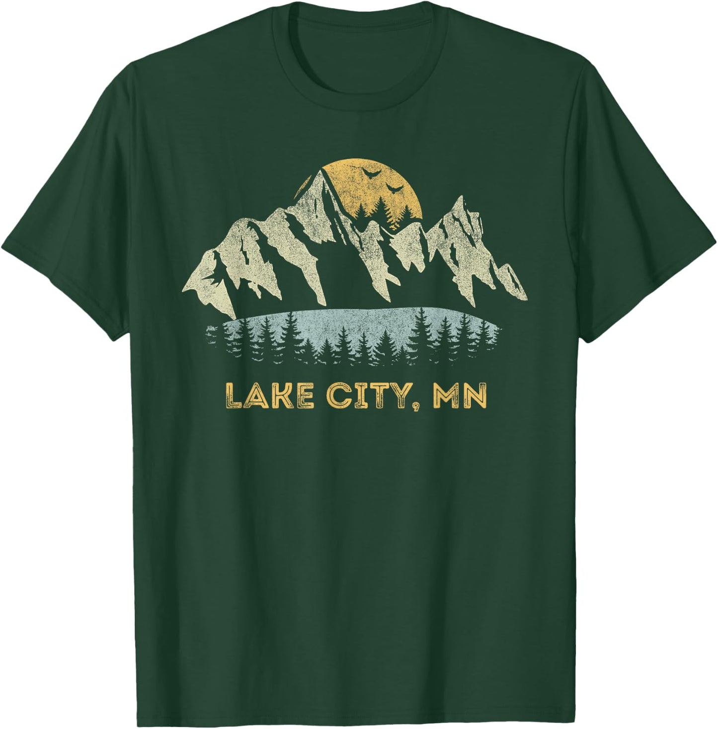 Lake City Minnesota Mountain Sunset Sunrise MN T-Shirt - T-Shirt | Forest