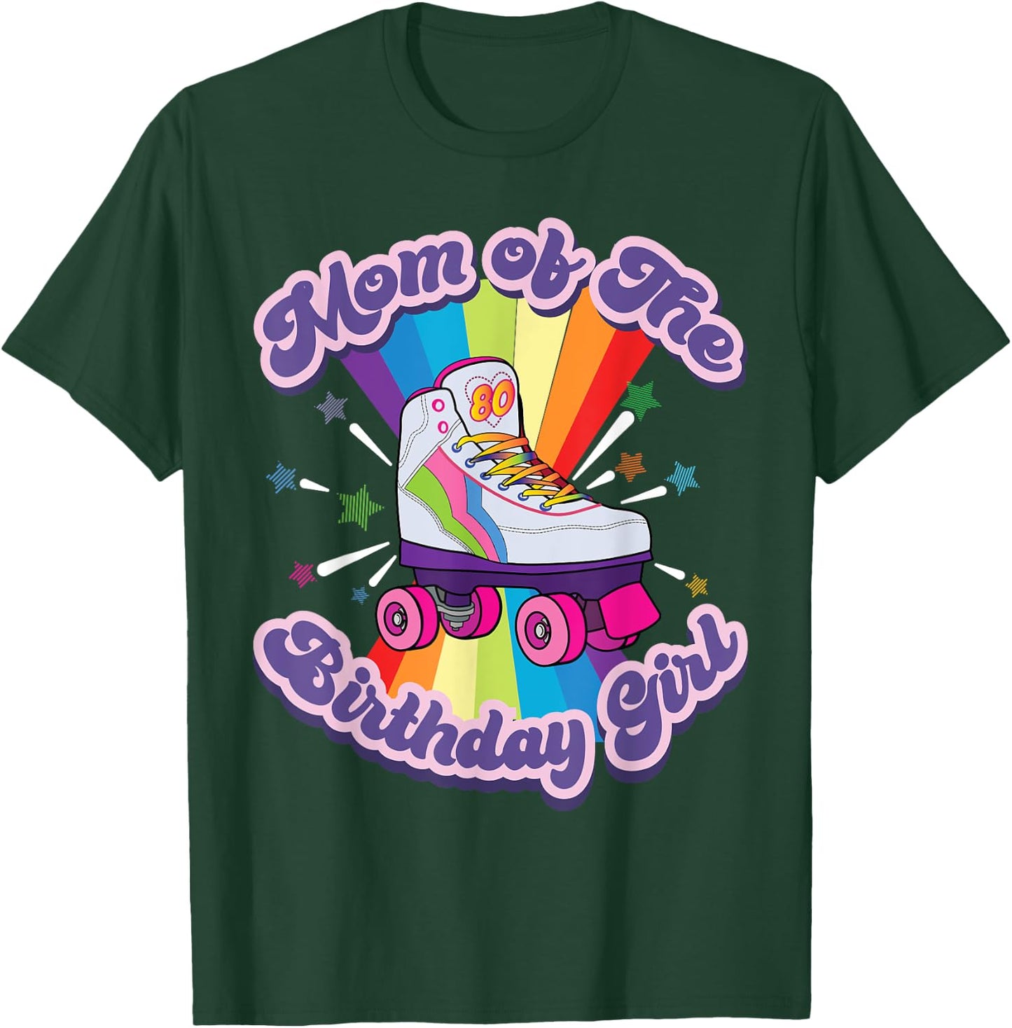 Mom Of The Birthday Girl Retro Rolling Skate Gift T-Shirt - T-Shirt | Forest