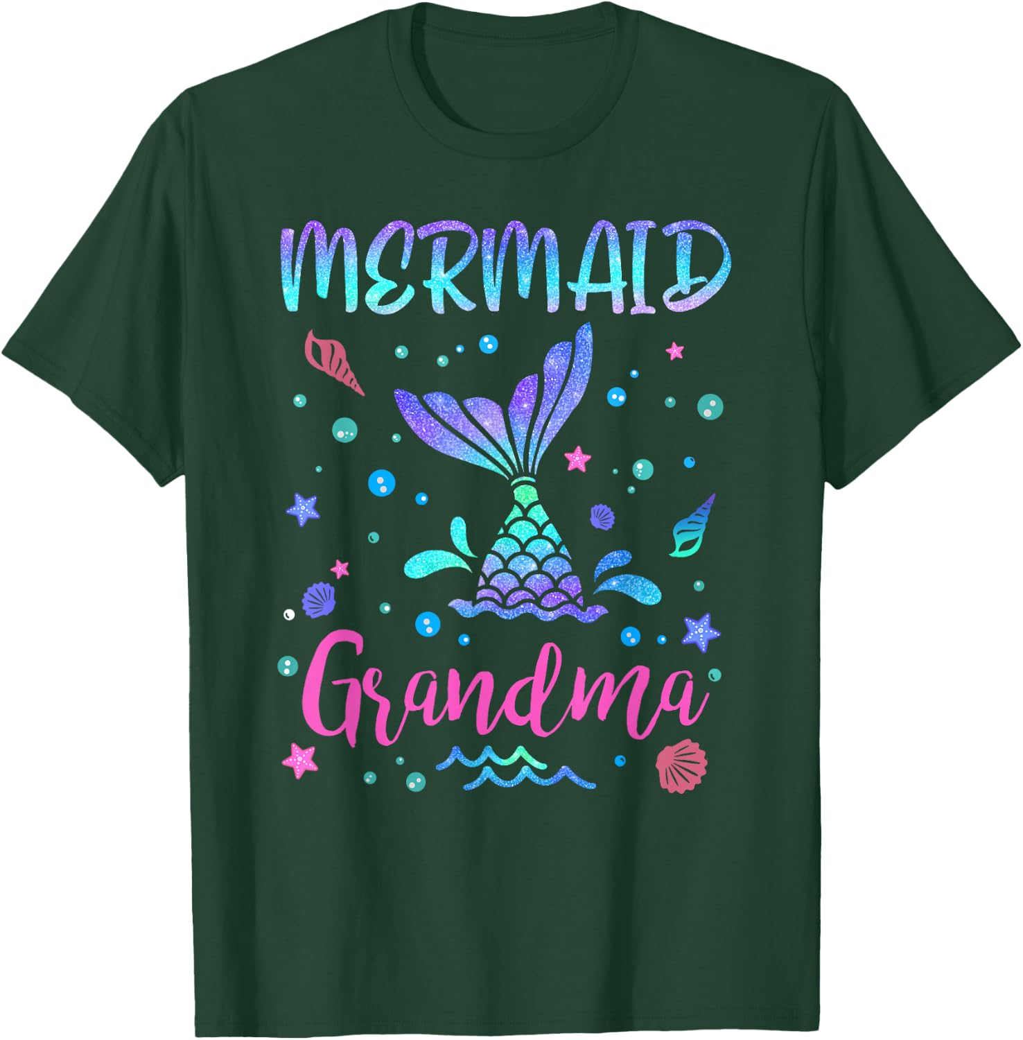 Birthday Mermaid Grandma Matching Family Bday Party Squad T-Shirt - T-Shirt | Forest