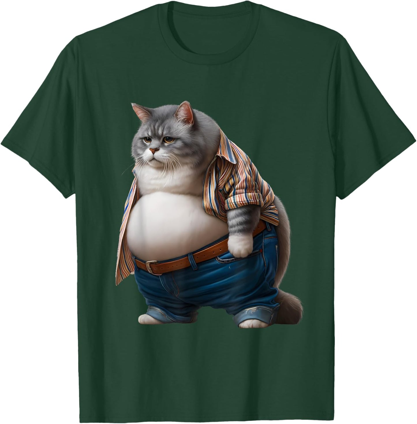Funny Fat Cat Graphic Fat Kitten Design Chubby Cat Lover T-Shirt - T-Shirt | Forest