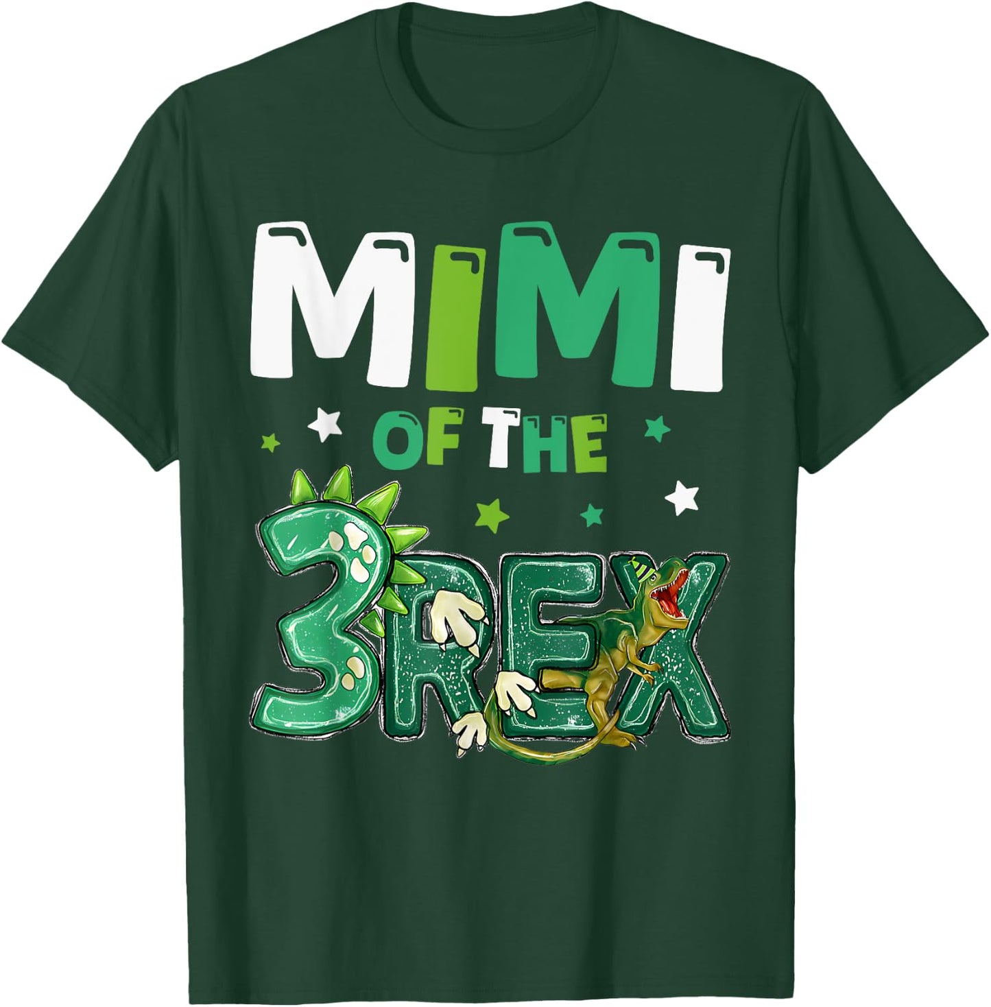 Mimi of the Three Rex Birthday Dinosaur Family Matching T-Shirt - T-Shirt | Forest
