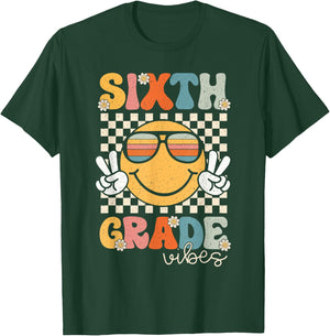 Sixth Grade Vibes Smile First Day of School 6th Grade Team T-Shirt - T-Shirt | Forest