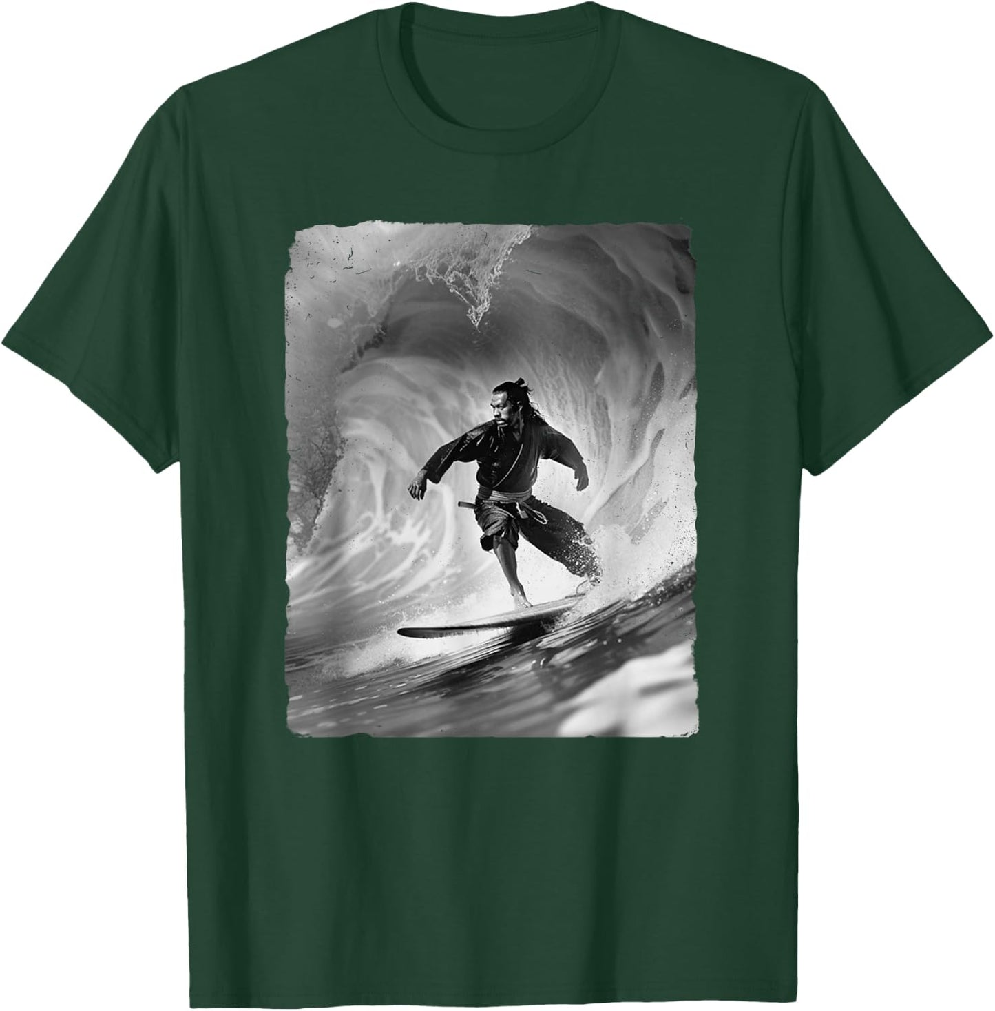 Samurai Surfing Ninja Surf Wave Japanese Summer Awesome Fun Women Kids T-Shirt - T-Shirt | Forest
