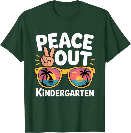 Peace I'm Out Kindergarten Funny Graduation Kid T-Shirt - T-Shirt | Forest