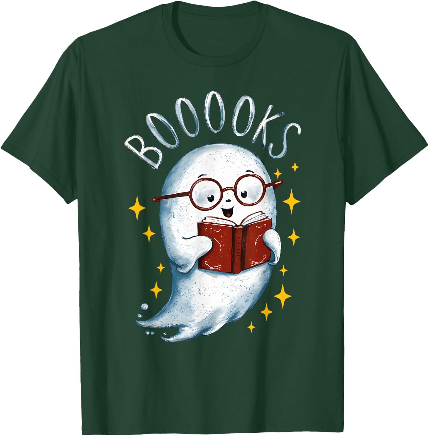 Booooks Ghost Funny Halloween Teacher Book Library Reading T-Shirt - T-Shirt | Forest