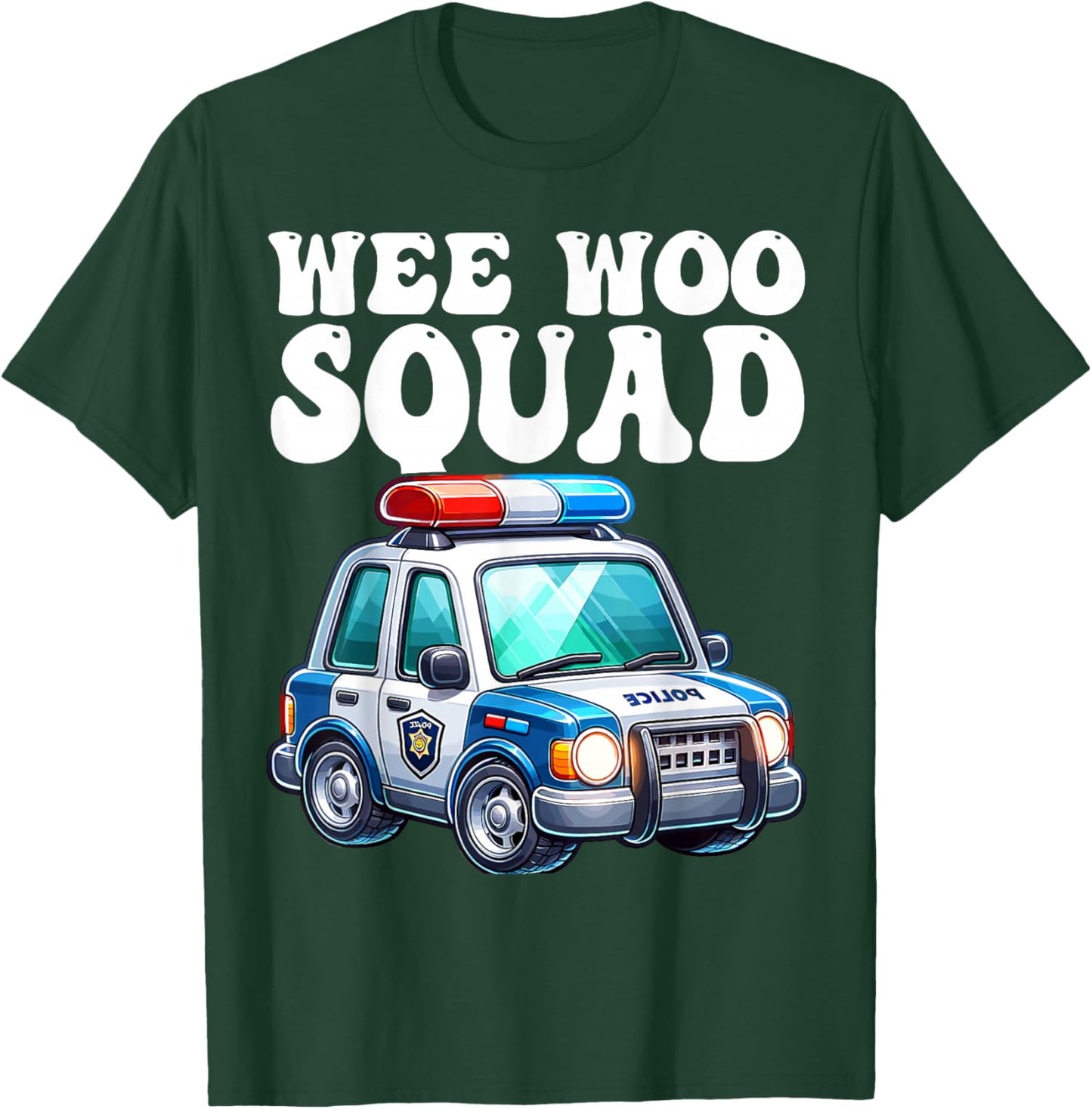 funny Wee Woo Squad Kids boys girls Police Car Theme T-Shirt - T-Shirt | Forest