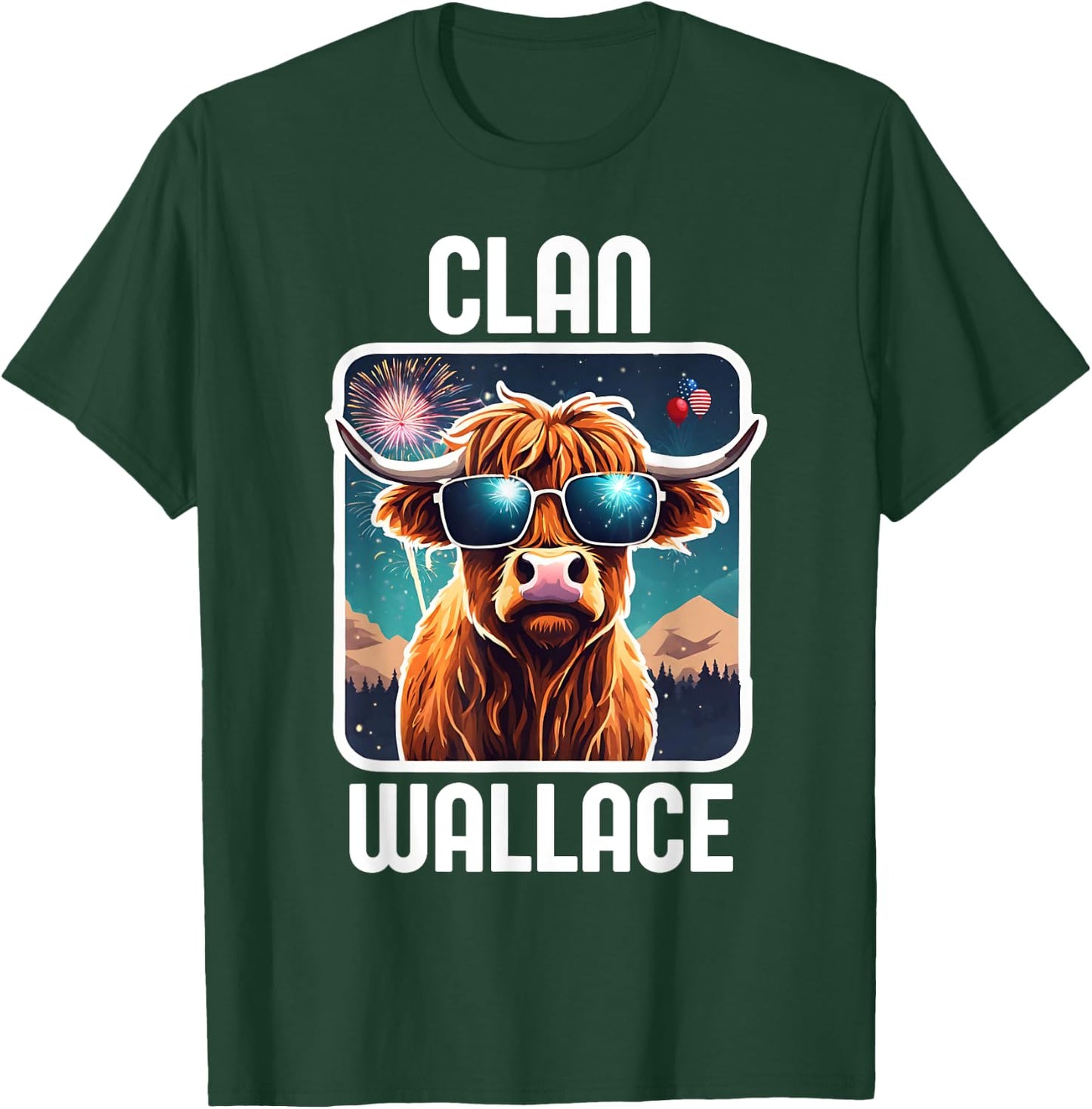 Wallace Clan 4th July Scottish Family Name USA Party T-Shirt - T-Shirt | Forest