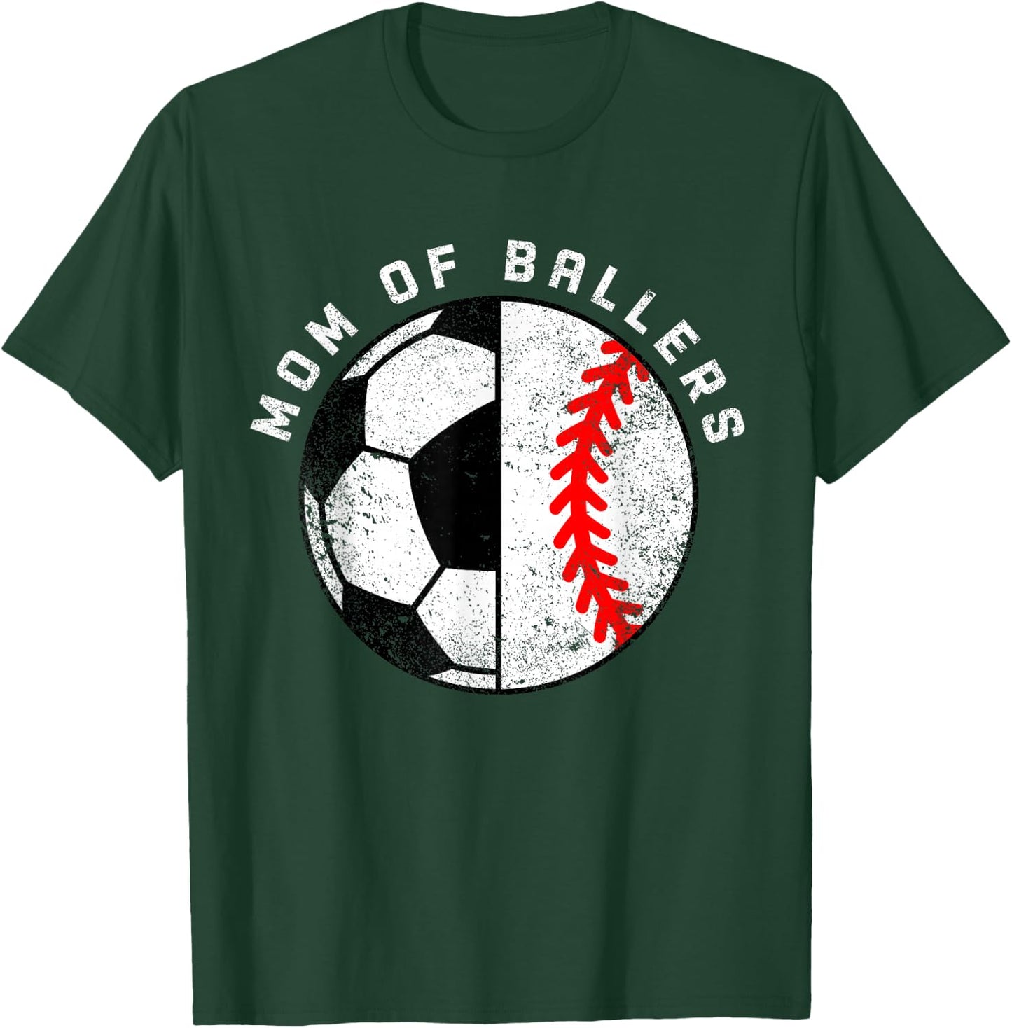 Mom Of Ballers Funny Soccer Baseball Mom T-Shirt - T-Shirt | Forest