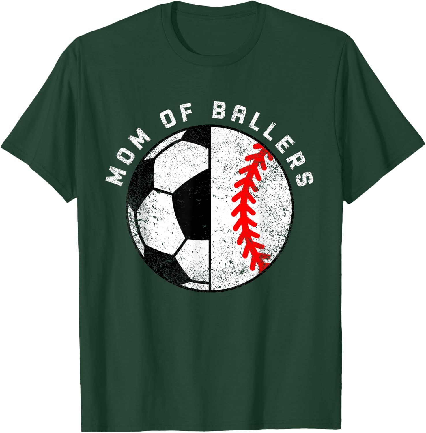 Mom Of Ballers Funny Soccer Baseball Mom T-Shirt - T-Shirt | Forest