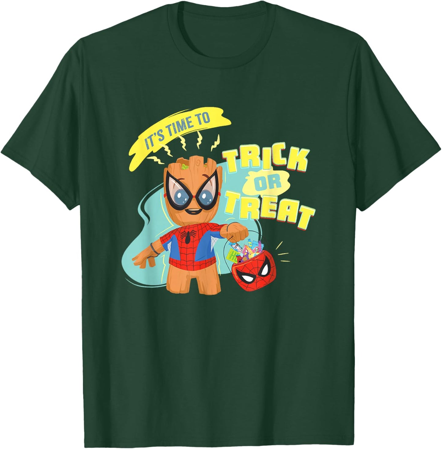 Marvel Classic Halloween Time To Trick Or Treat Baby Groot T-Shirt - T-Shirt | Forest