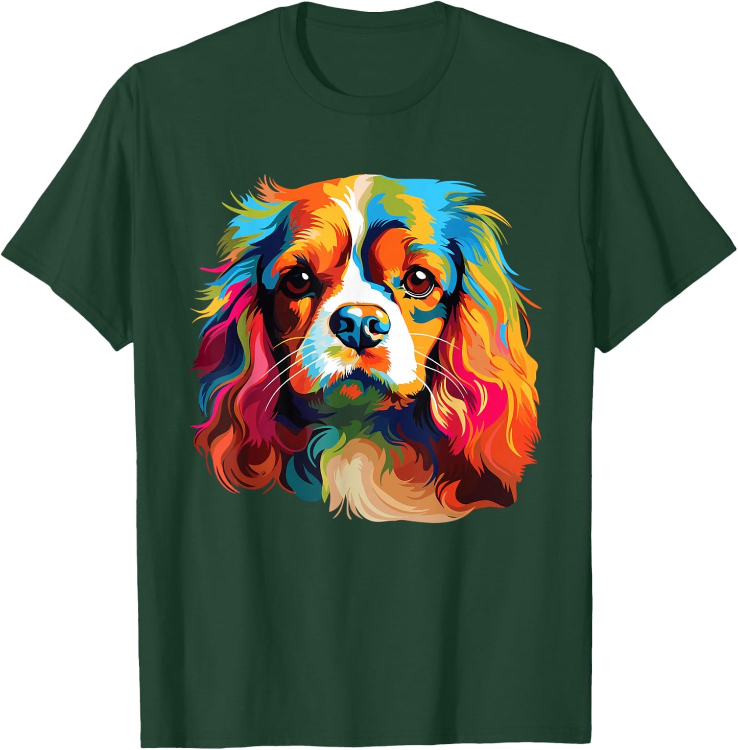 Watercolor Colorful Cavalier King Charles Spaniel Dog T-Shirt - T-Shirt | Forest