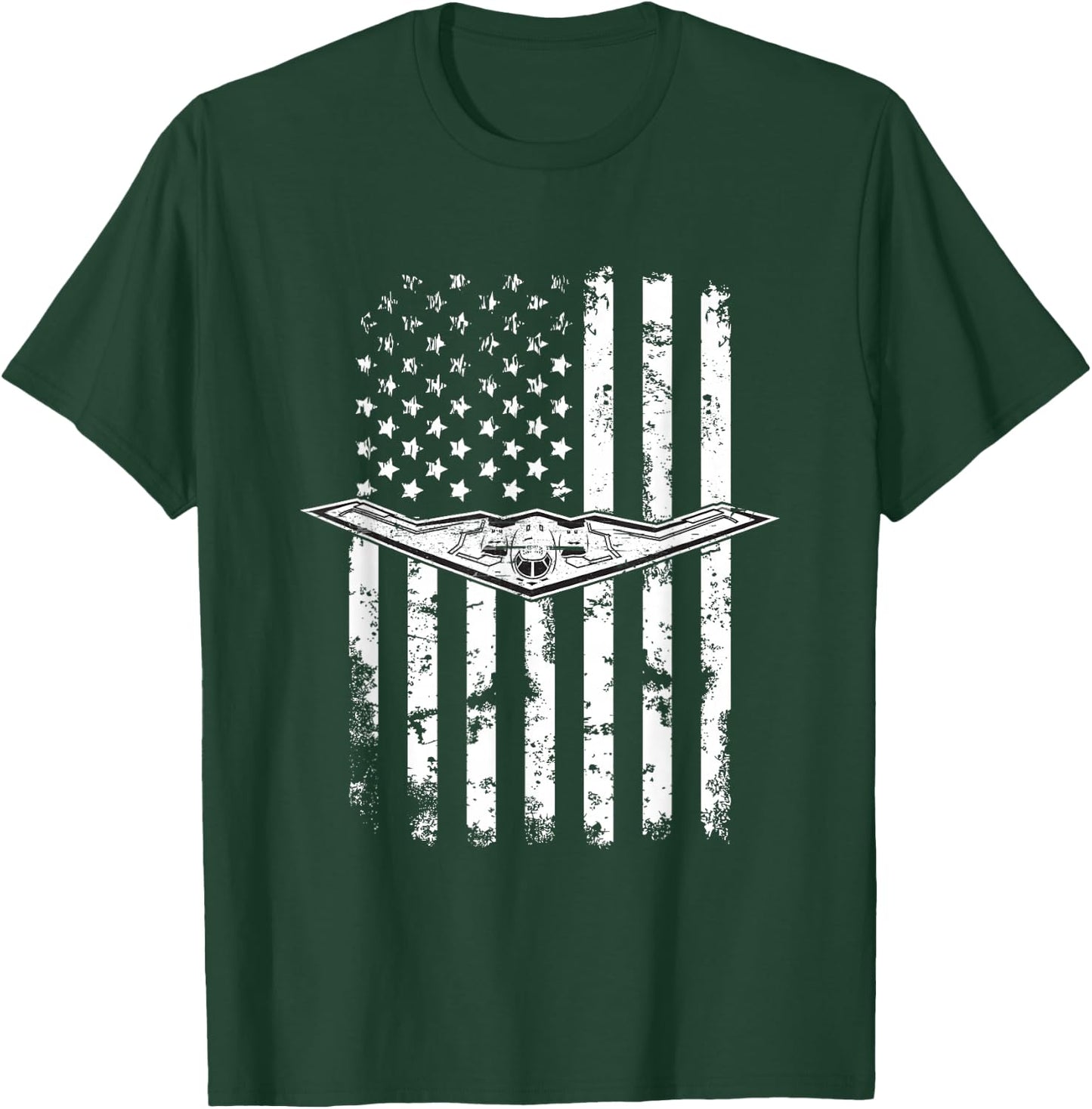 B-2 Stealth Bomber Military Airplane American Flag T-Shirt - T-Shirt | Forest