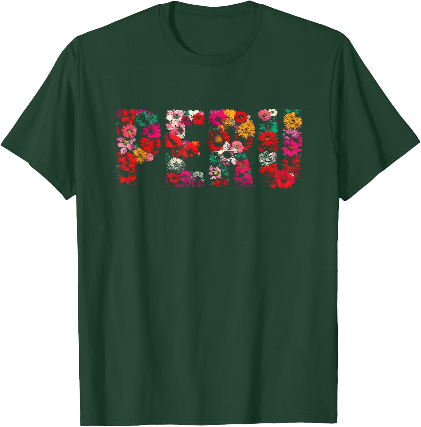 Peru Lover - Floral Peruvian Vacation Souvenir , Small, Black T-Shirt - T-Shirt | Forest