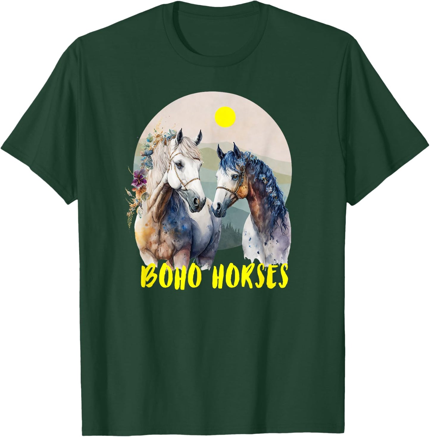 BoHo Horses T-Shirt - T-Shirt | Forest