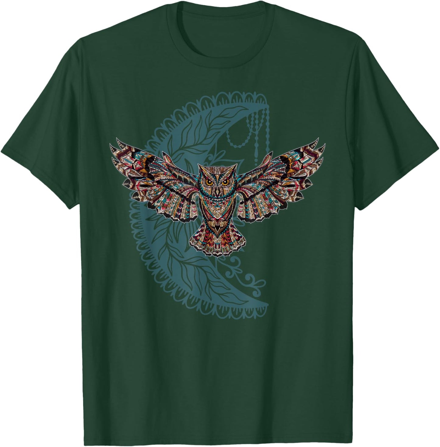Native American Moon Dreamcatcher Owl Tribal Illustration T-Shirt - T-Shirt | Forest
