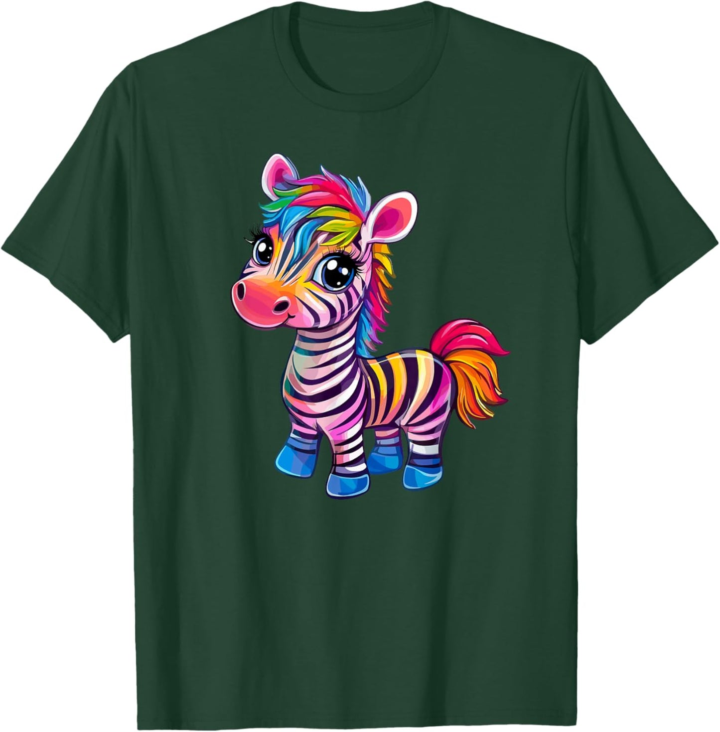 Colorful Rainbow Zebra Animal Art T-Shirt - T-Shirt | Forest